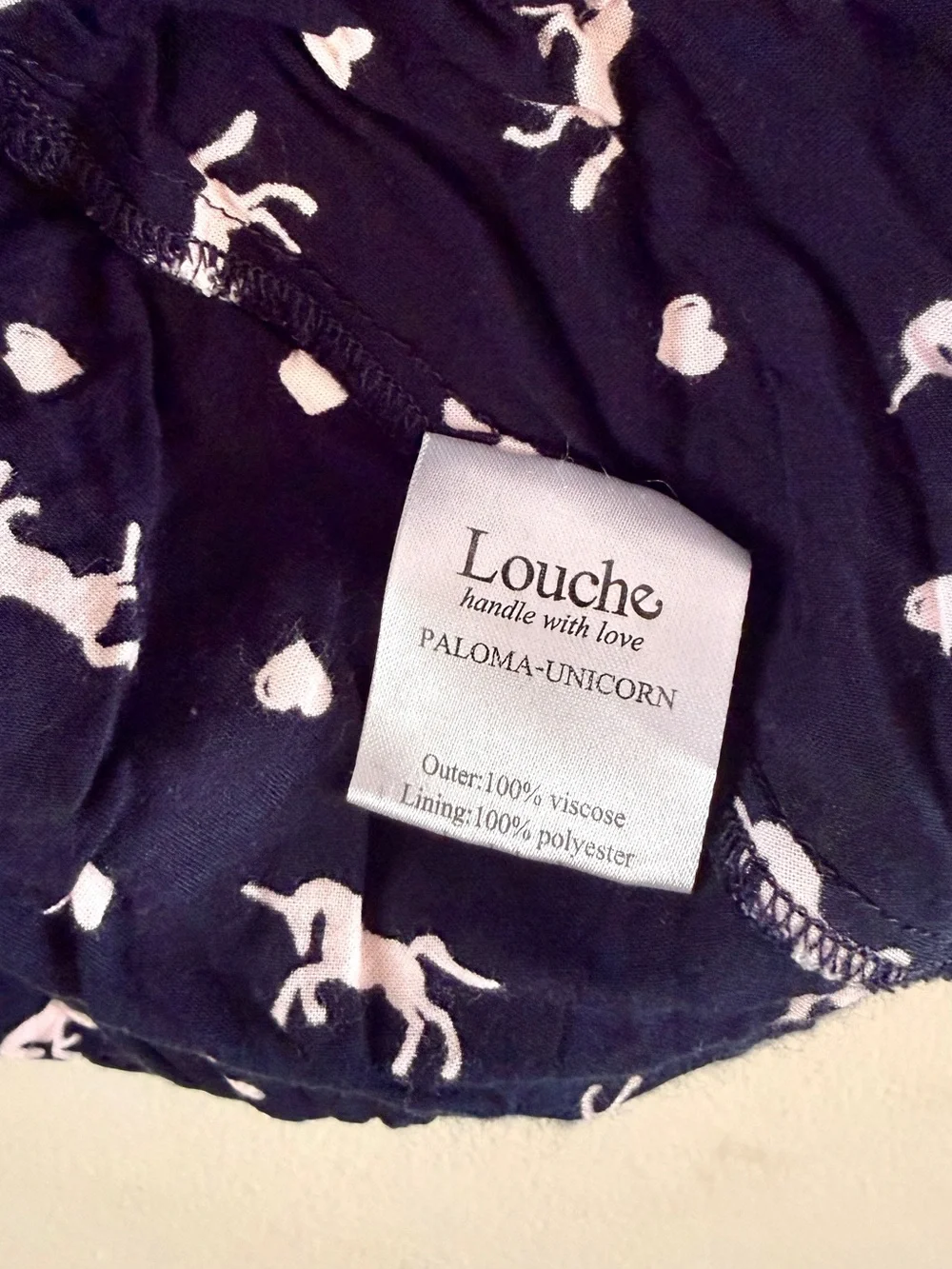 Louche | Paloma Unicorn Cowl Neck Dress, Navy in 12 UK